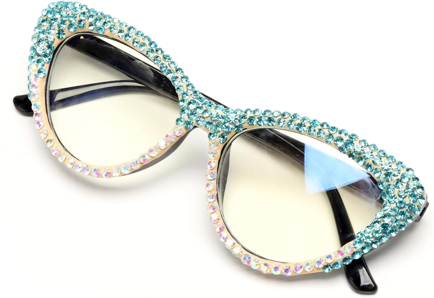 ICARA Oprah style Bling Rhinestone Cat Eye Reading Glasses for Women Shiny Diamond Blue Light Blocking Ladies Readers