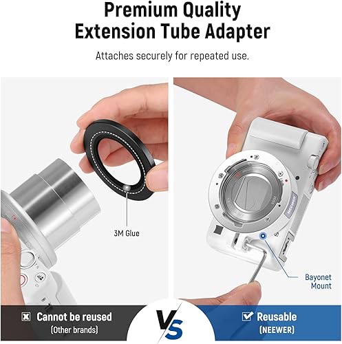 Miniatura 7 de NEEWER Lente gran angular compatible con cámara Sony ZV1, 2 en 1 HD gran angular de 0.709 in y lente adicional macro 10x con tubo de extensión,