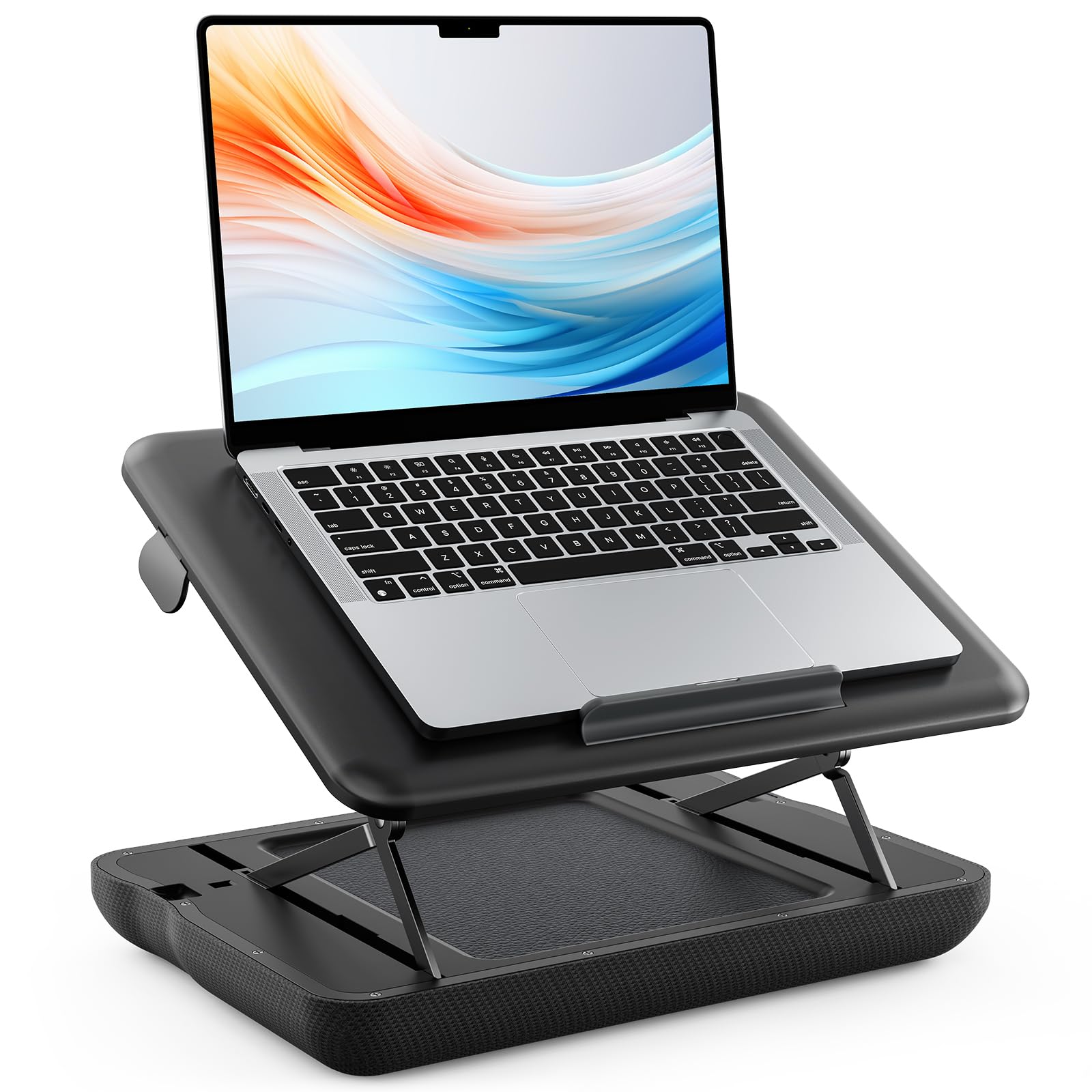 SAIJILaptop Lap Desk -One Second Adjustment Laptop Stand, Height and Angle Adjustble, Phone Holder, Sturdy Stable Work Surface for Bed Sofa Couch Max to 17 Inch Laptops(Black)