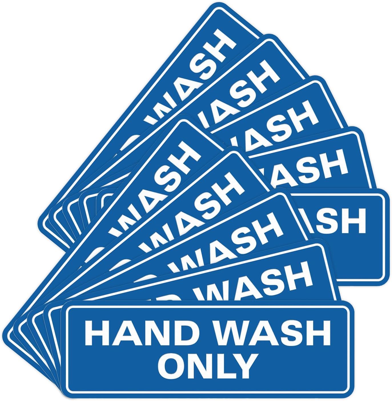 All Quality Standard Hand Wash Only Wall or Door Sign | Kitchen Sink Sign with Easy Installation | Blue - Medium (10 Pack)