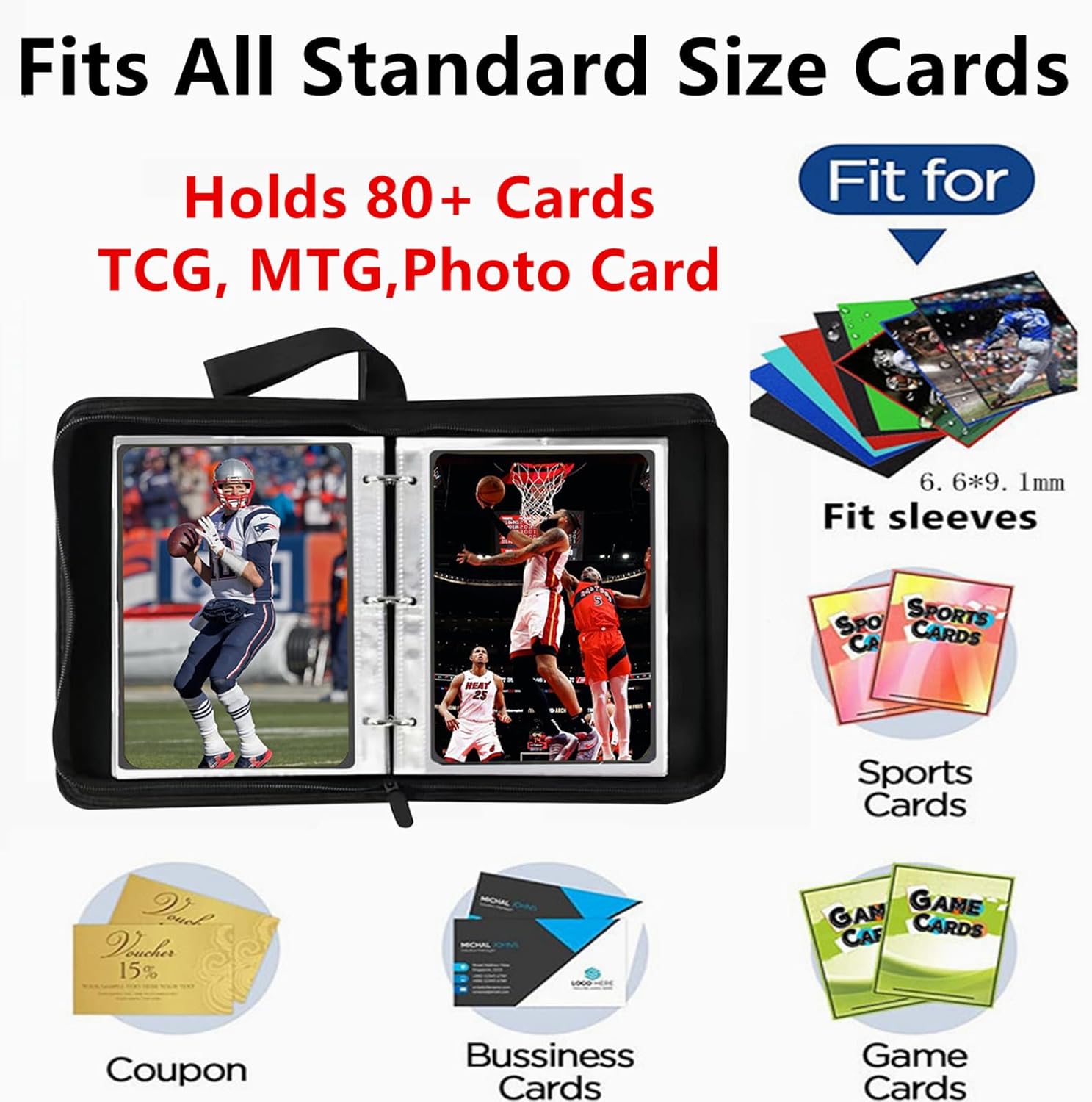 Mini Card Binder, 1-Pocket Super Lightweight Zipper Binder Holds 80+ Trading Cards, Small Cards Binder for TCG, MTG, Sports & Game Cards, Portable Gift for Girls & Collectors (Blue)