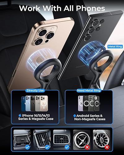 Miniatura 7 de MRGLAS Soporte para automóvil MagSafe 2025 rotación de 360 40 imanes fuertes mejorados Soporte magnético de ventilación de aire para teléfono gancho