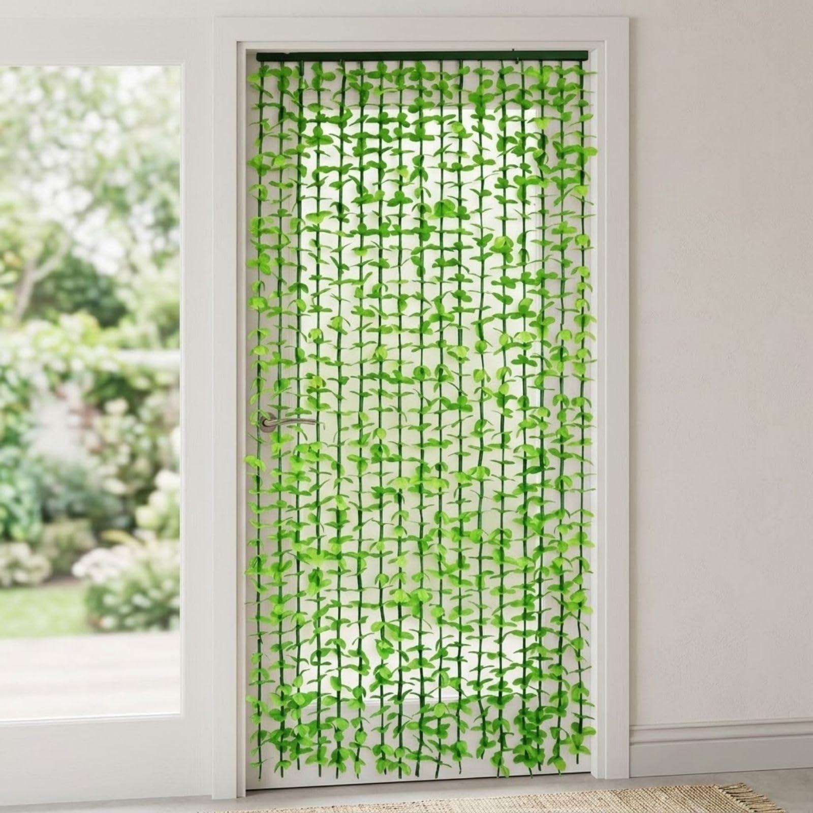 Rideau Végétal Artificiel Effet Eucalyptus 10-30 Cordes Rideau de Porte Feuilles Vertes, Cloison Murale de Séparation de Pièce Décoration Intérieur et Extérieur
