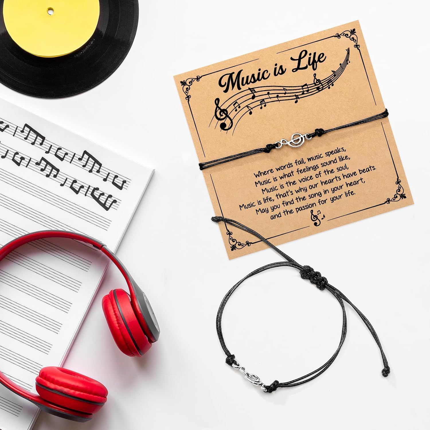 Tondiamo Music Gifts Note Bracelets with Greeting Cards Graduation Music Party Favors for Musical Lovers
