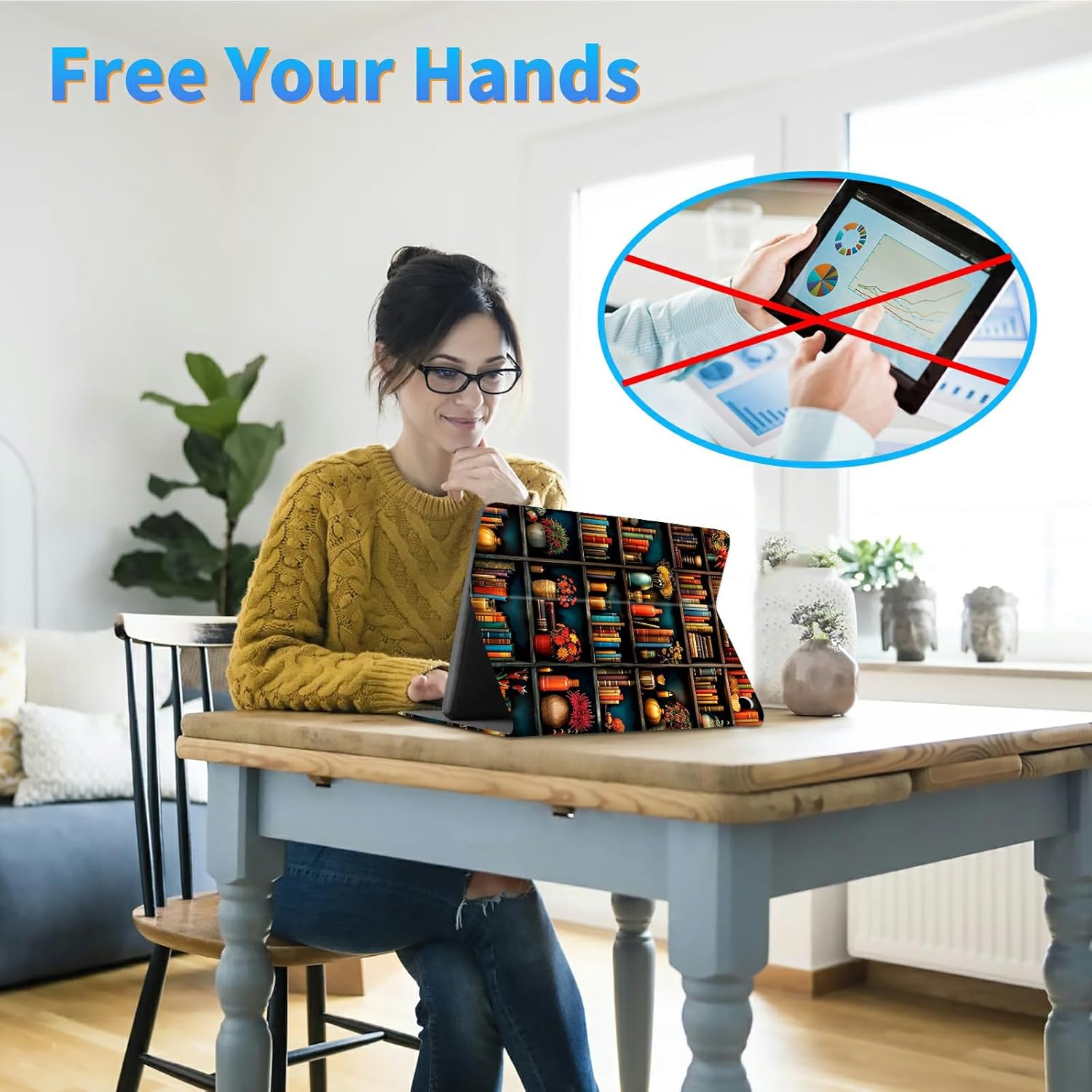 Case for Amazon Kindle Fire HD 10 & 10 Plus (11th/13th Generation 2021/2023 Release) 10.1" Tablet, PU Leather Multiple Viewing Angles & Kickstand Back Case Drop Protection Smart Cover, Library