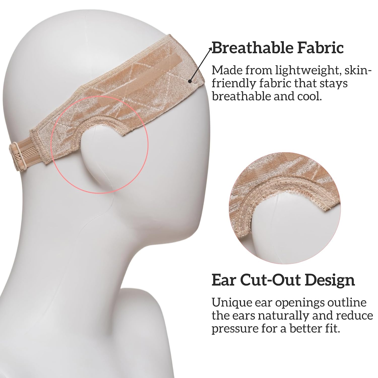 Cospack Wig Grip Band Women: Adjustable Silicone Non-Slip Wig Gripper with Middle Lace Part & Ear Cut Outs Secure Fit Breathable No-Headache for Wigs Chemo Cosplay Sports Daily Wear (LightBrown)