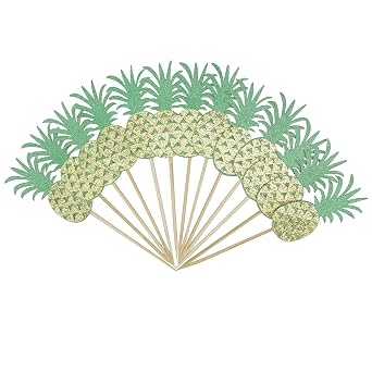 60 Pack Pineapple Cupcake Toppers, Luau Themed Birthday Party, Pineapple Luau Cupcake Toppers, Tropical Party Supplies, Pineapple Party Fun Decorations