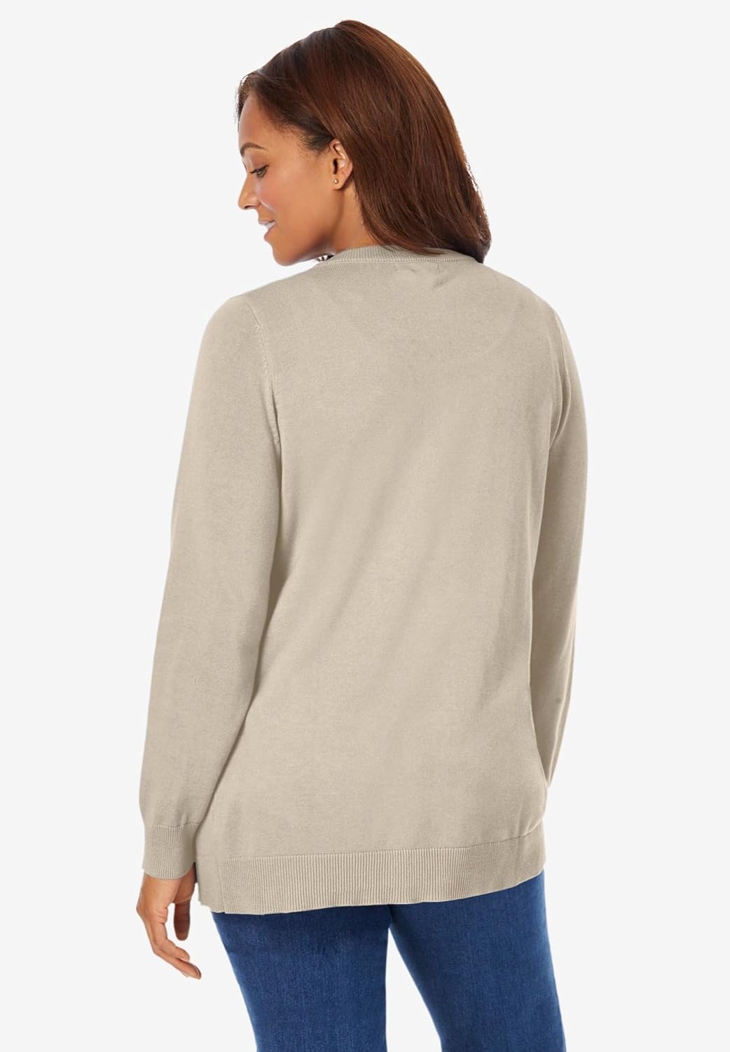 Woman Within Plus Size Perfect Long-Sleeve Cardigan Sweater