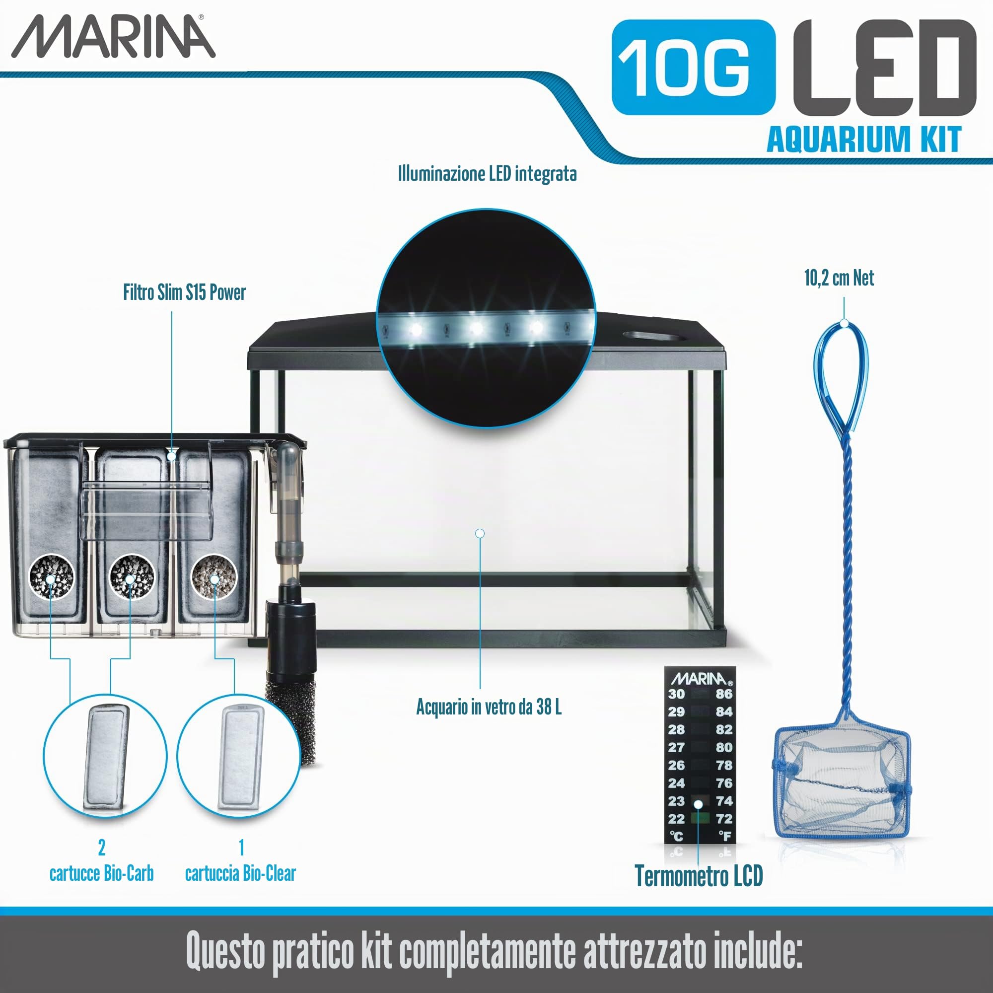 Marina Led Kit Acuario 10G 38 L
