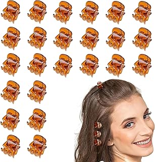 24 قطعة من مشابك الشعر الصغيرة، مشابك شعر بلاستيكية صغيرة، مشابك شعر مخلبية صغيرة، مشابك شعر بلاستيكية صغيرة، مشابك شعر صغيرة غير قابلة للانزلاق لشعر النساء والفتيات، مشابك شعر صغيرة (بني)