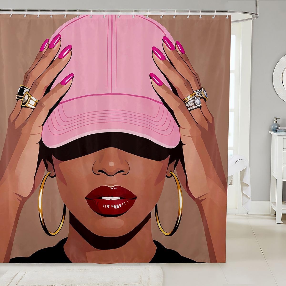 Erosebridal Girls Japanese Anime Fabric Shower Curtains, Kawaii Anime Girl Bath Curtain Cartoon Girl Shower Curtain for Kids Teens Adult, Japanese Animation Sci Fi Bathroom Accessories, 72" W X 78" L