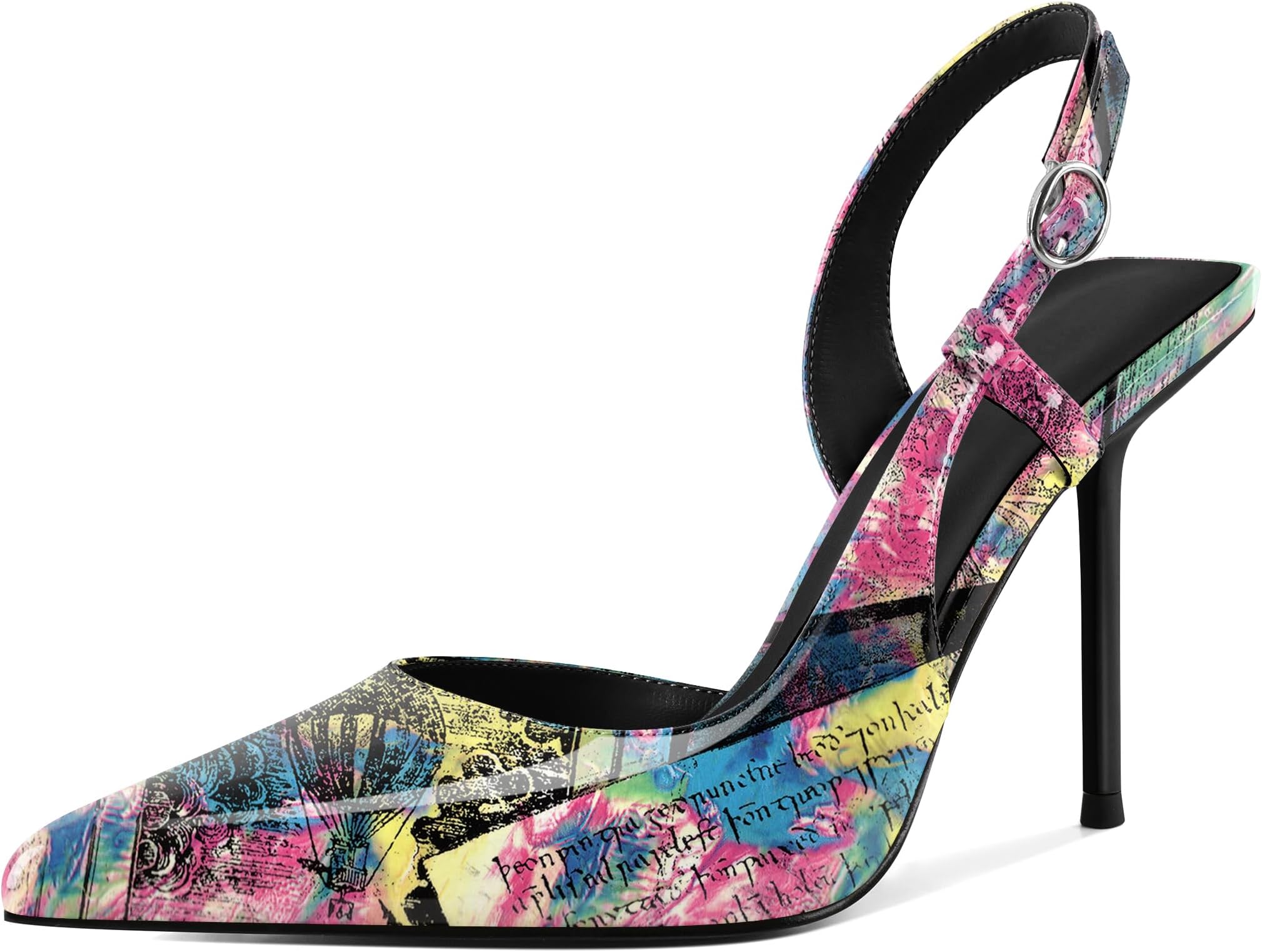 YODEKS Women's Slingback Heels Pointed Toe D'Orsay High Heel Pumps 4 Inch Shoes US Size 5-13