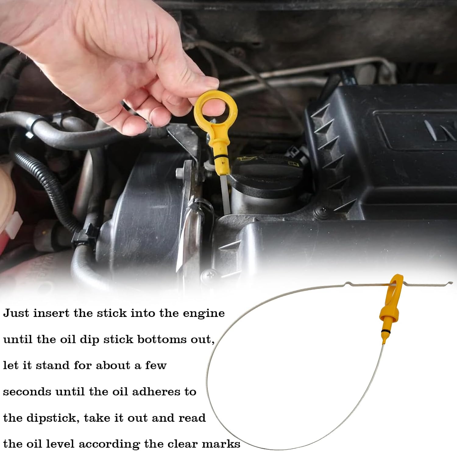 15301-28031 Engine Oil Dipstick Indicator, Compatible with 2002-2009 Toyota Camry 2001-2007 Highlander 2005-2008 RAV4 2010-2012 Lexus HS250h 2.4L Engine Oil Fluid Level Dip Stick Replace 1530128031