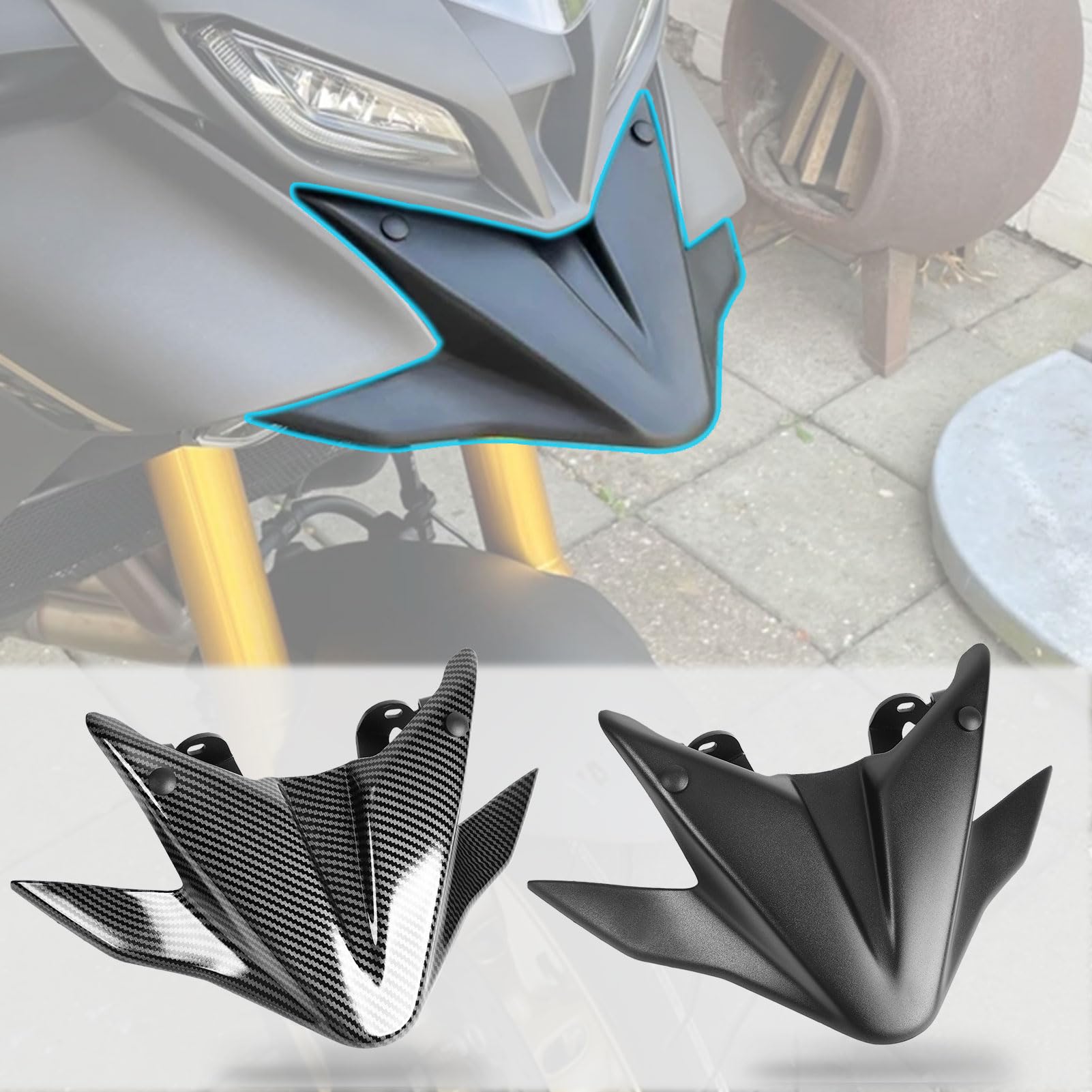 WOOGA Ruota anteriore Copertura superiore Parabordi Becco Naso Cono Estensione Cowl per YA&MA&HA Tracer 9 GT Tracer 900 2021 2022 2023 TRACER 9GT Accessori moto (Nero)