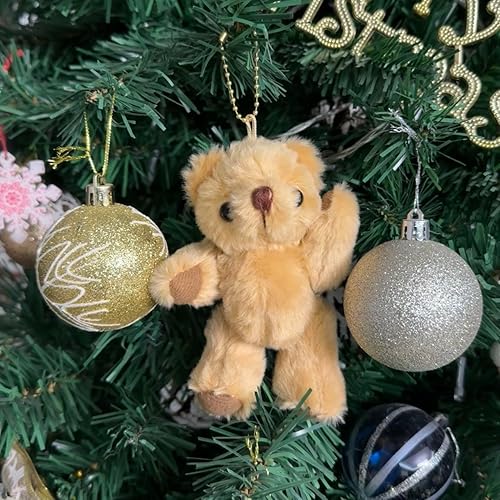 Miniatura 9 de MUMUmumu Mini oso de peluche marrón de 5 pulgadas, 6 piezas, llavero de bricolaje, manualidades, decoración de fiesta, accesorios de decoración para