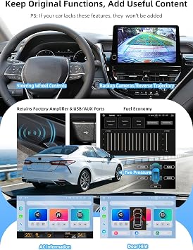 Dasaita 8GB+256GB Car Radio for 2021 2022 2023 Toyota Camry | 11.6 QLED Android 13 Head Unit, Wireless CarPlay Android Auto, Plug & Play GPS Navigation Car Stereo, Knob & Voice Control