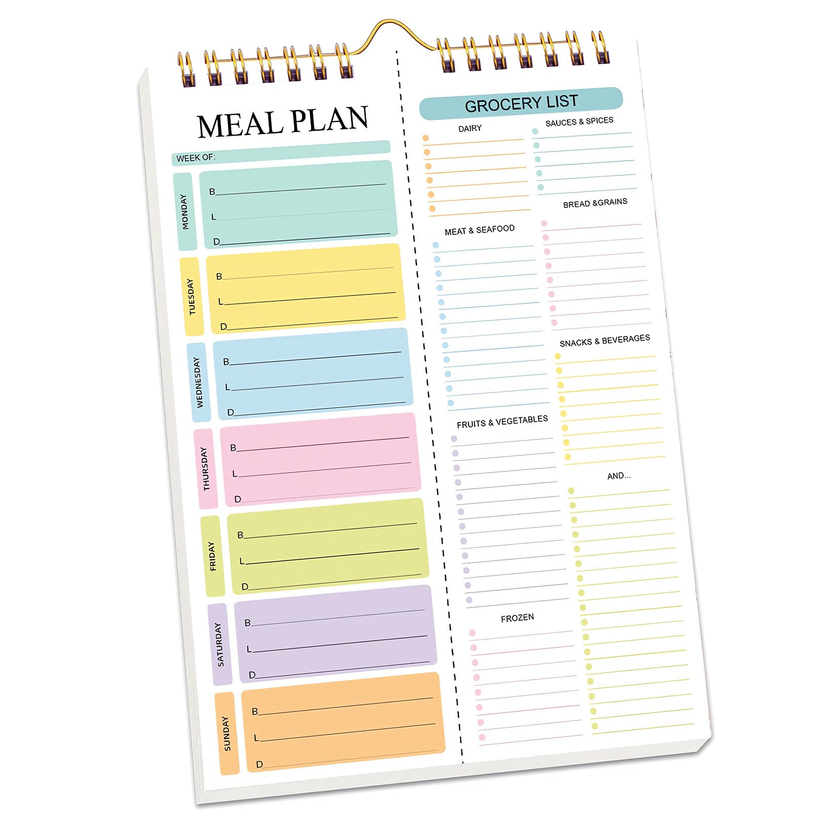 Jovrelant Magnetic Weekly Meal Planner and Shopping List Pad, 52 Sheets Tear-Off Notepad for Fridge, 21.7x14.8 cm, 1 Year Use