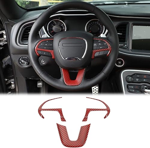 JeCar - Kits de decoración interior para tapa de volante, compatible con Dodge ChallengerCharger 2015-2023Durango 2014-2020 y Grand Cherokee