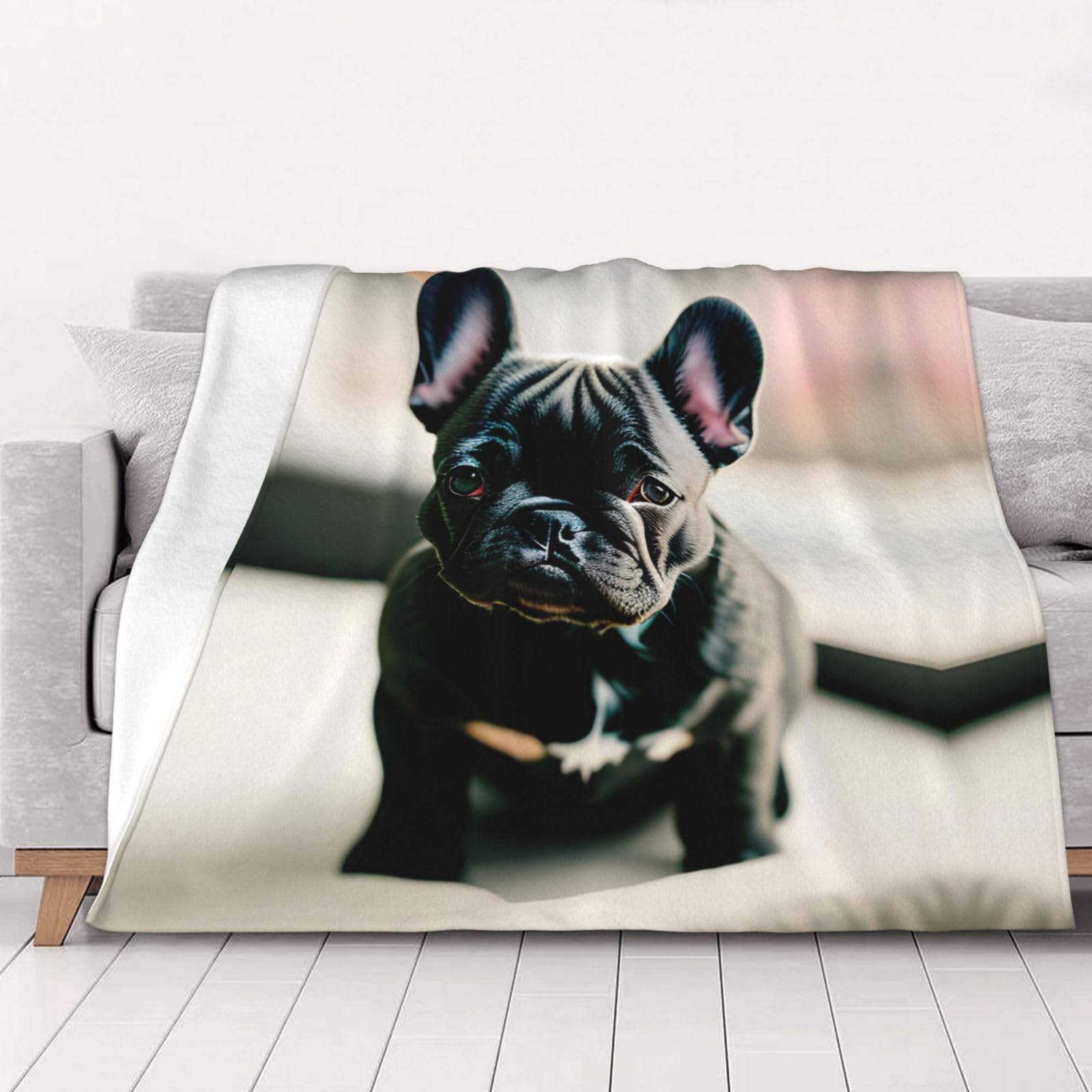 Couverture bouledogue français en tissu super doux haute qualité pour lit et intérieur