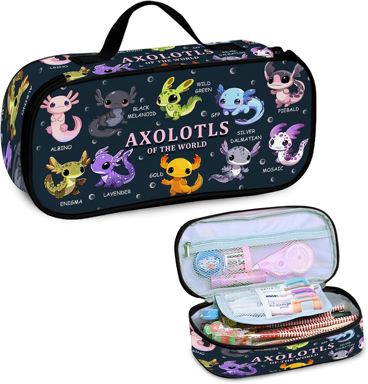 Axolotl Pencil Case, Pencil Case For Boys Kids, Salamander Pen Box For School, Large Capacity School Supplies, Desk Organizer Office Business, Colorful Gifts Pen Box