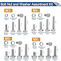Vista 3 de NINDEJIN Juego de 552 tornillos y tuercas de cabeza hexagonal M3 M4 M5 M6, juego de pernos hexagonales externos de acero inoxidable 304 con tuercas