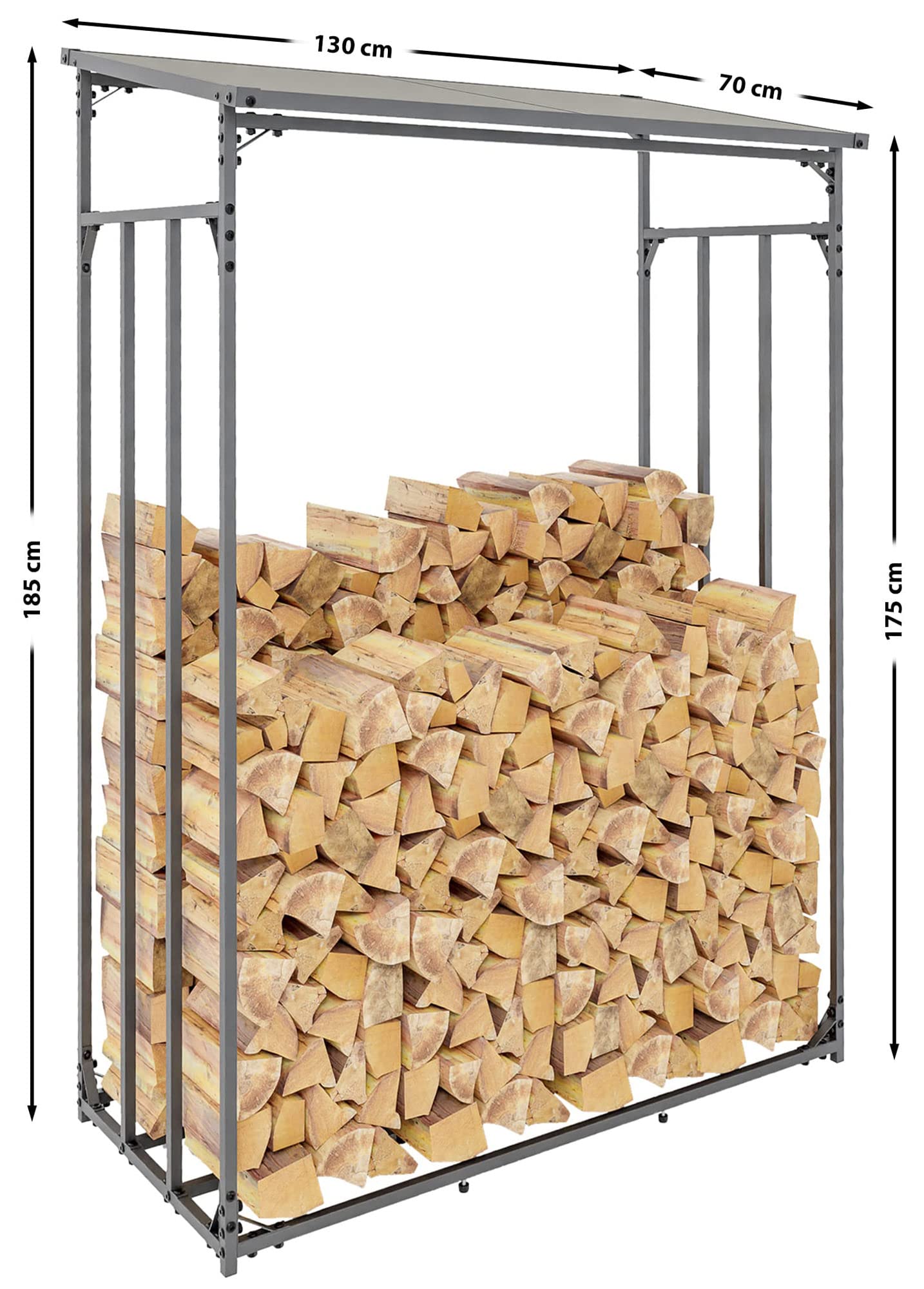 CLP Kaminholzunterstand Ruston I Kaminholzregal Anthrazit I Holzlager Aus Metall I Feuerholzregal Für Außen, Größe:L