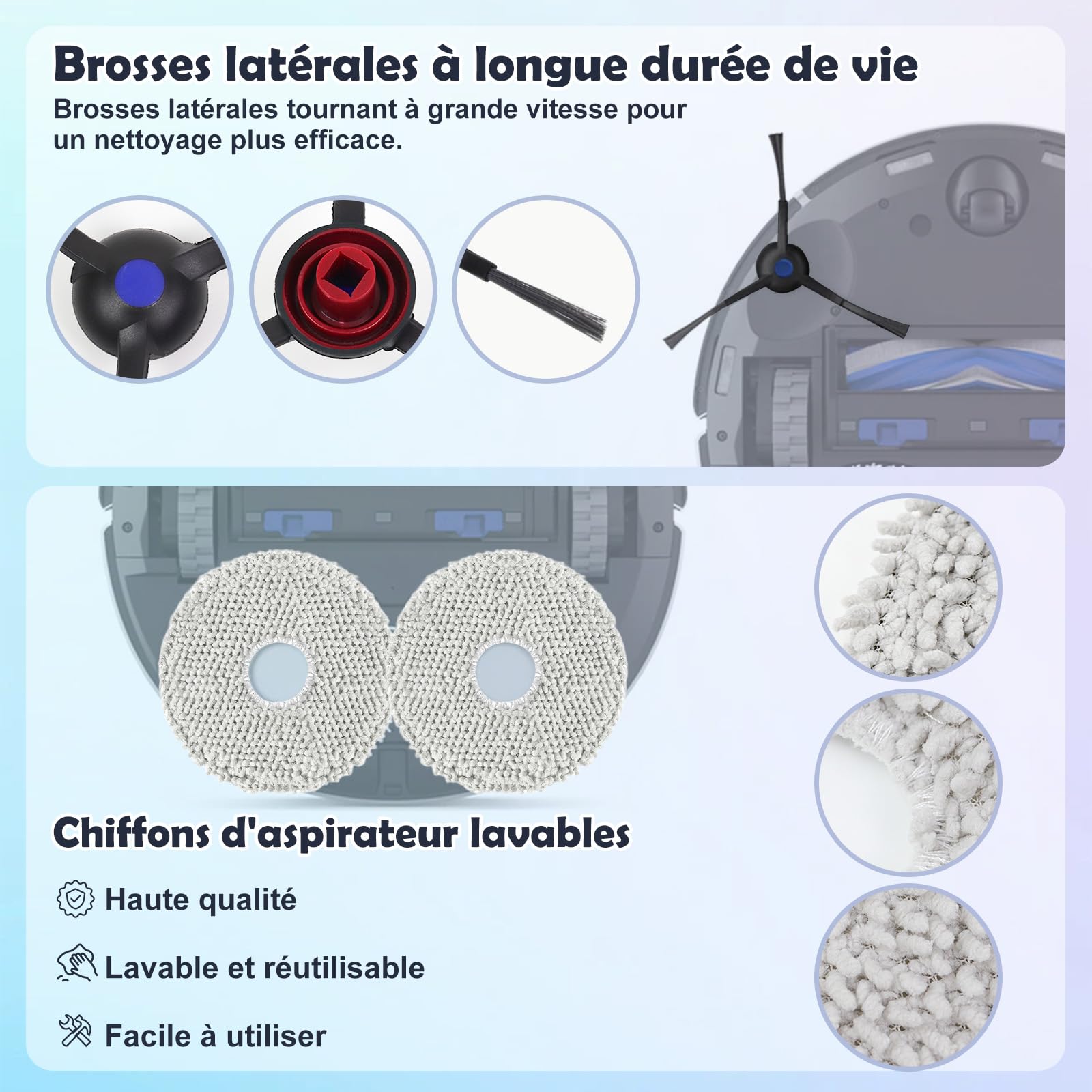 DianSung Kit D'accessoires Pour Ecovacs Deebot X2/X2 Omni/X2 Pro Dex86 Pièces De Rechange