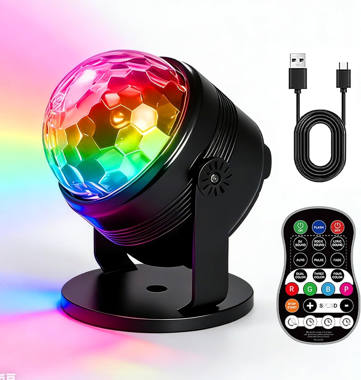 Ceiling Mood Lighting USB Dj Light, Disco Ball Lamp, Sound Activated Party with Remote Control,for Dance Prom Halloween Christmas Home Decor