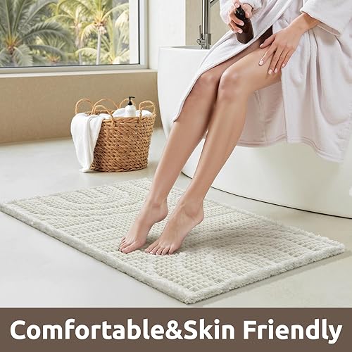 Miniatura 15 de AMOAMI Alfombra de baño Waffle, alfombras de baño súper absorbentes para el baño, alfombras de baño lavables a máquina sin deslizamiento, alfombras