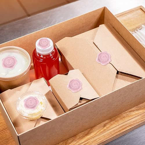 Miniatura 6 de Whaline 50 calcomanías de sellado de cera, corazón rosa, calcomanías de sello de San Valentín, calcomanías autoadhesivas para invitación de boda,