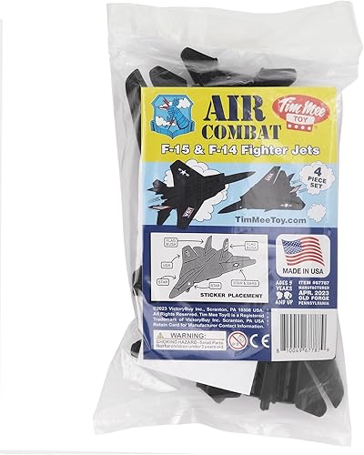 Miniatura 3 de TimMee - Jets de combate de plástico para hombre del ejército - 4 aviones negros fabricados en Estados Unidos