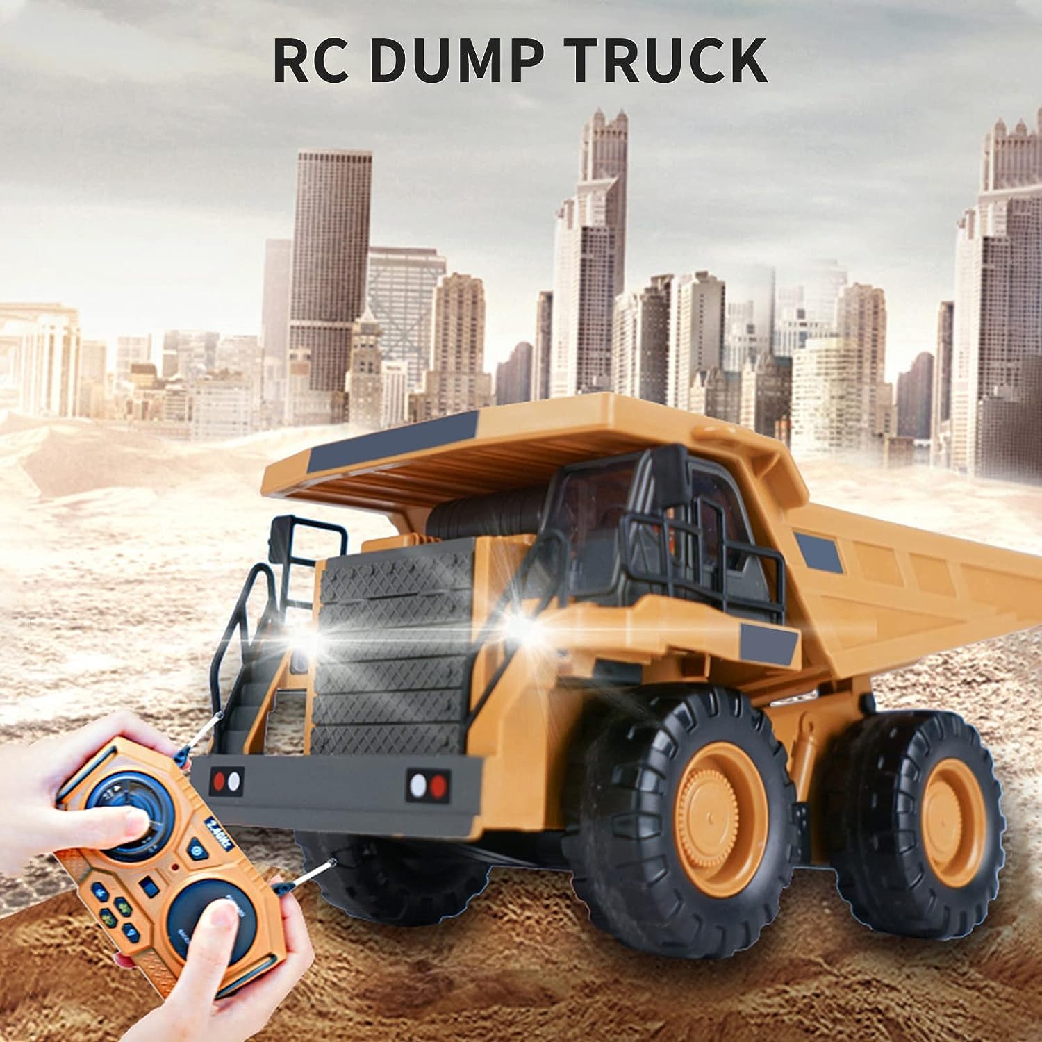Black Foru RC Dump Truck, 1:24 Scale Remote Control Dump, 2.4GHz 9 Channel RC Construction Truck, Engineering Vehicles Educational Toys with Light and Music for Kids (RC Dump-9 Channel) 2