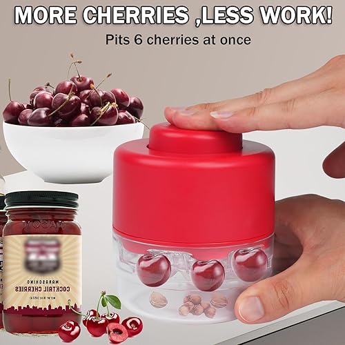 Miniatura 9 de Herramienta para deshuesar cerezas, herramienta para quitar huesos de cerezas, con diseño de bloqueo que ahorra espacio, removedor de pozos de