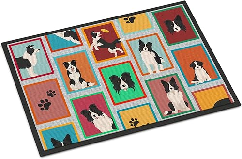 Caroline's Treasures MLM1111JMAT Lots of Border Collie Doormat 24x36 Front Door Mat Indoor Outdoor Rugs for Entryway, Non Slip Washable Low Pile,