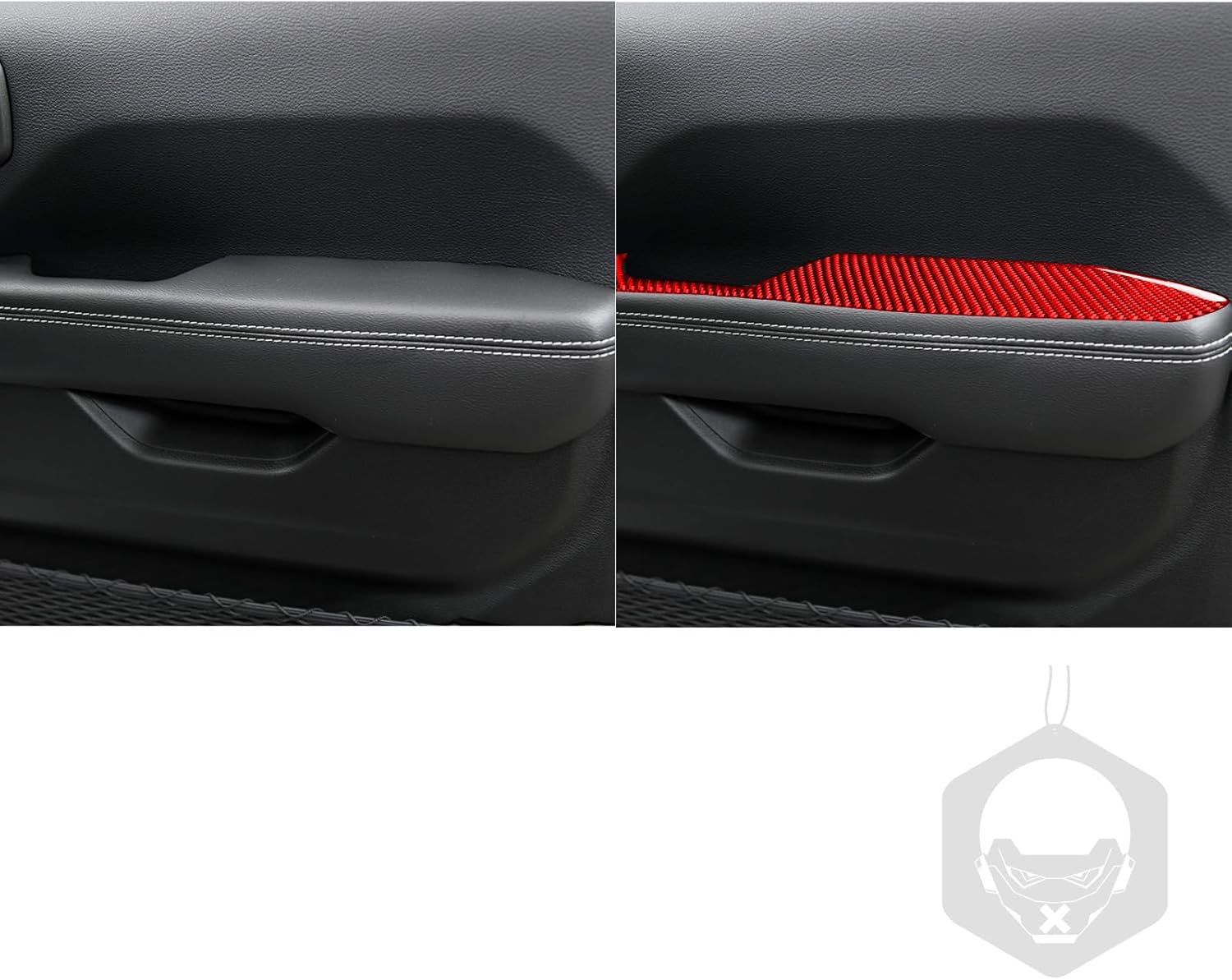 Real Carbon Fiber Compatible with Jeep Wrangler JL Unlimited JLU Gladiator JT Sport Rubicon Sahara 2018-2024 Door Inner Armrest Panel Cover Trim Interior Accessories Red - Compatible with 4