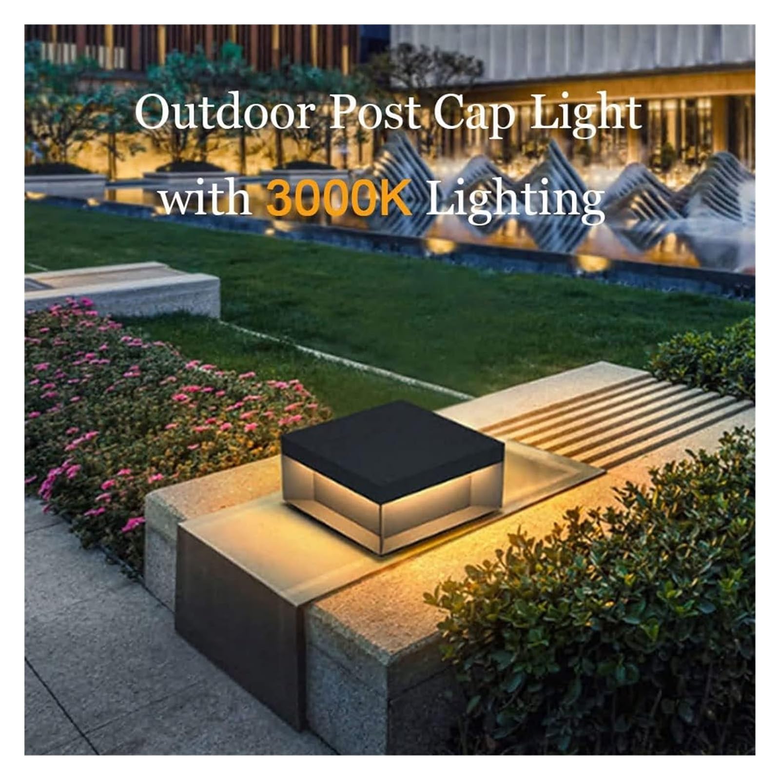 Luces de poste al aire libre - Lámparas de pilar de columna cuadrada Lámparas de mesa de poste de patio negro moderno Linterna de cubierta de puerta de acero inoxidable impermeable al aire libre(20cm)