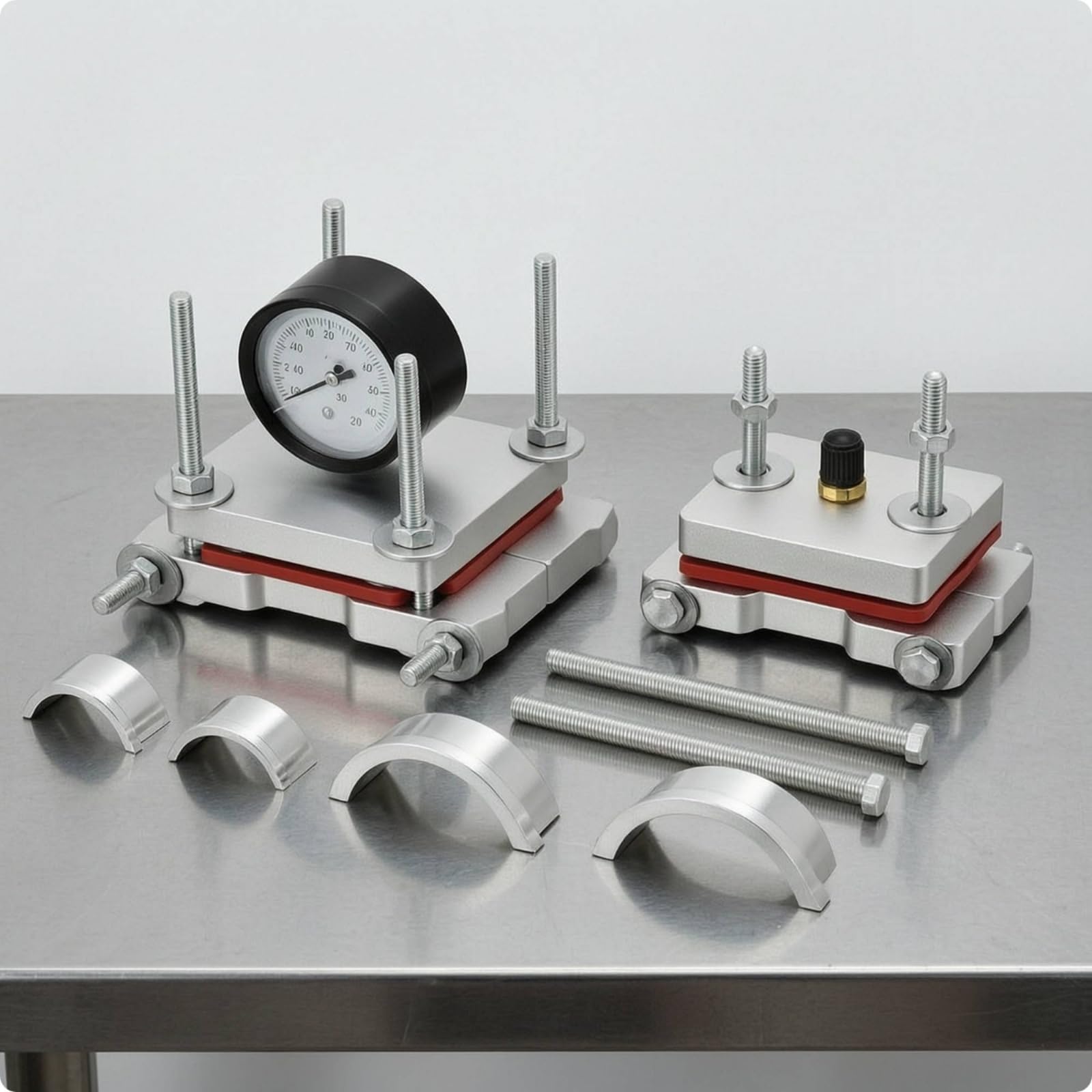 Qianly Kit Reparación con Manómetro Reutilizable Herramienta Metálico para Mecánicos, Taller Mecánico