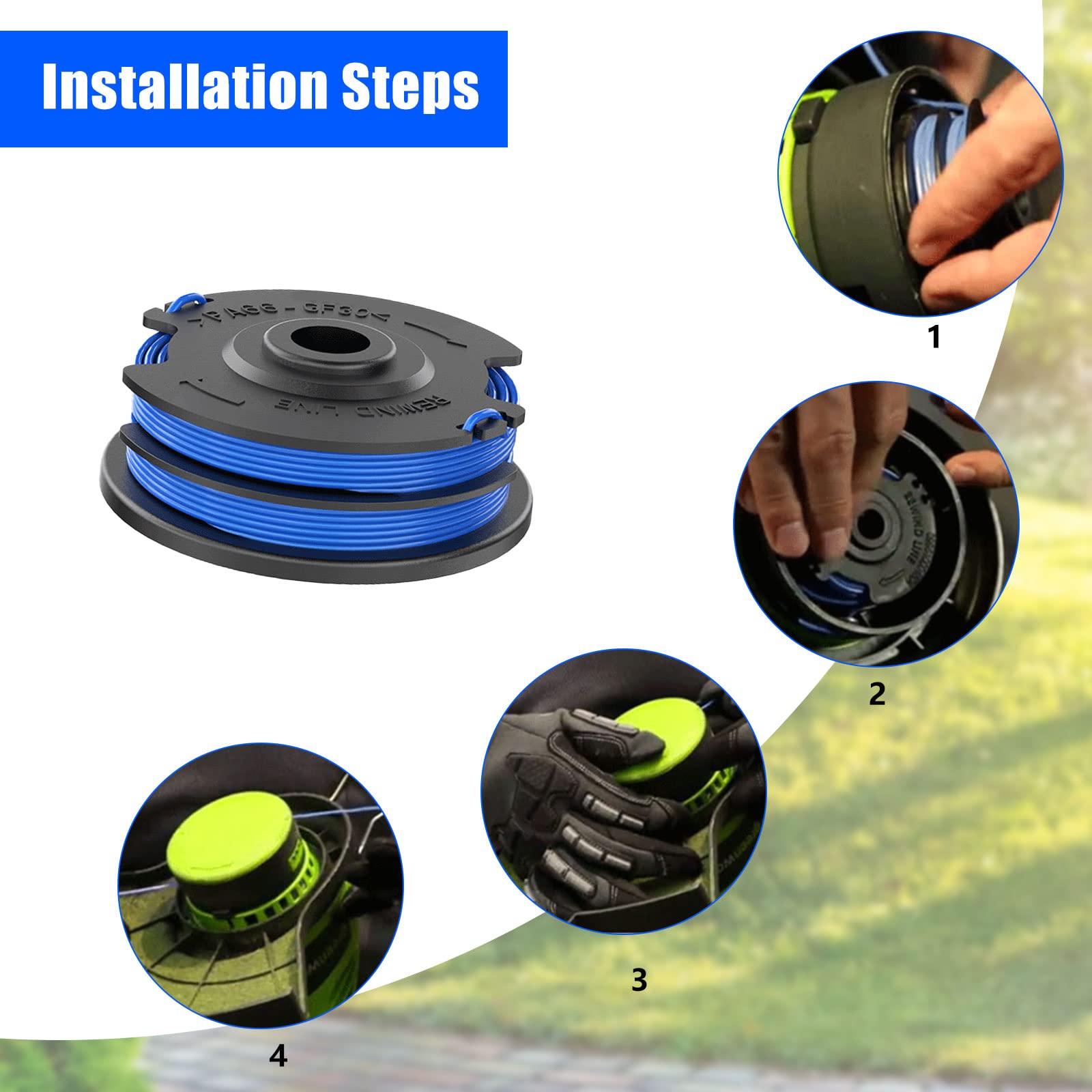 Decespugliatore Greenworks 40v Bobina Di Ricambio Per Tagliaerba Greenworks 40V - 8 Bobine 2 Coperture Tagliaerba A Filo - Foto 5