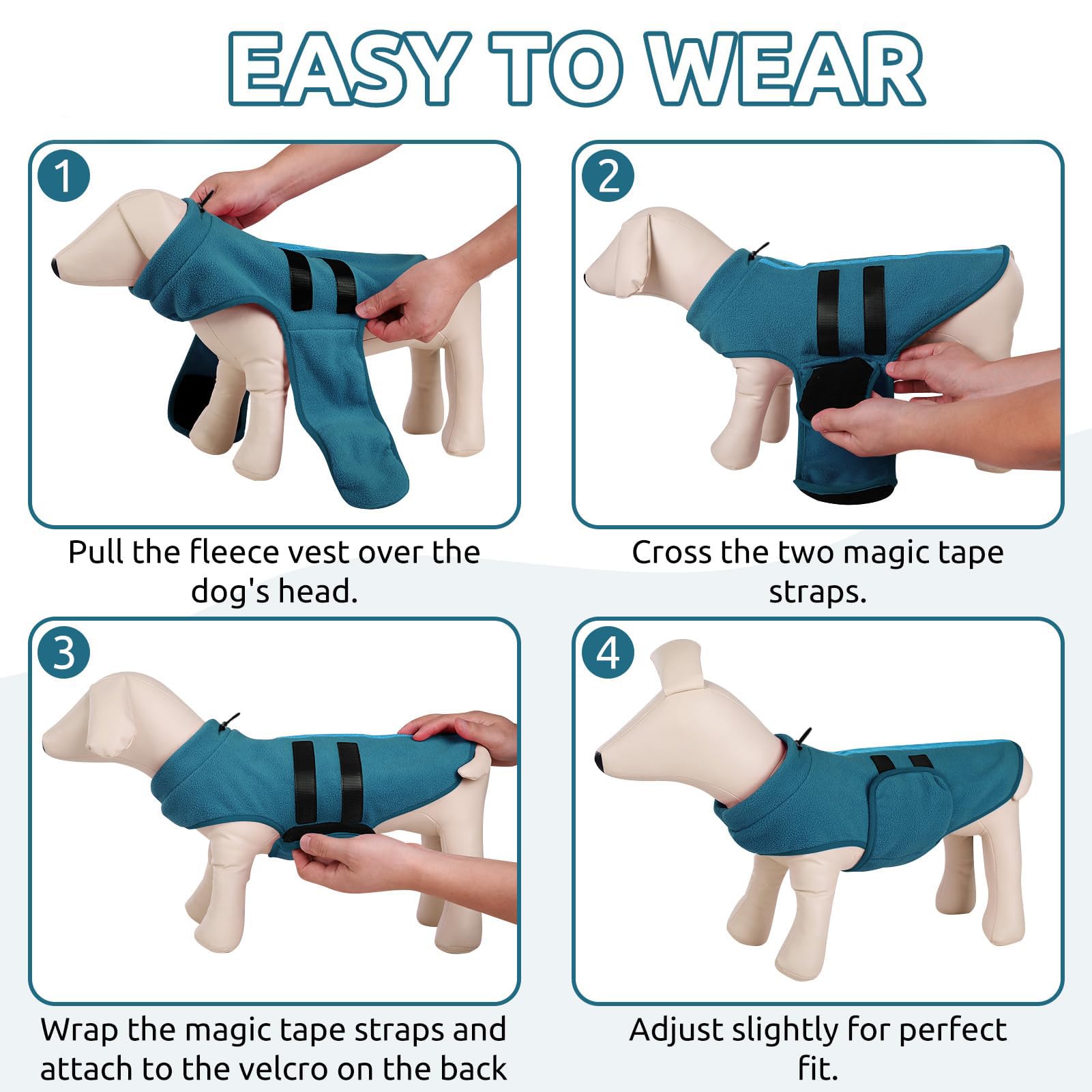 PUZAUKAL Maglione in pile per cani, invernale, caldo, per cani di piccola taglia, in morbido pile, con imbracatura, per cani di taglia media, grande e gatto, blu marno(L)