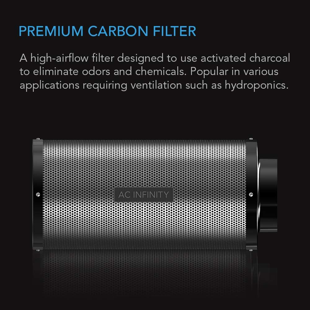 Exclusive Discount 50% Price AC Infinity Air Carbon Filter 8 with Premium Australian Virgin Charcoal, for Inline Duct Fan, Odor Control, Hydroponics, Grow Rooms