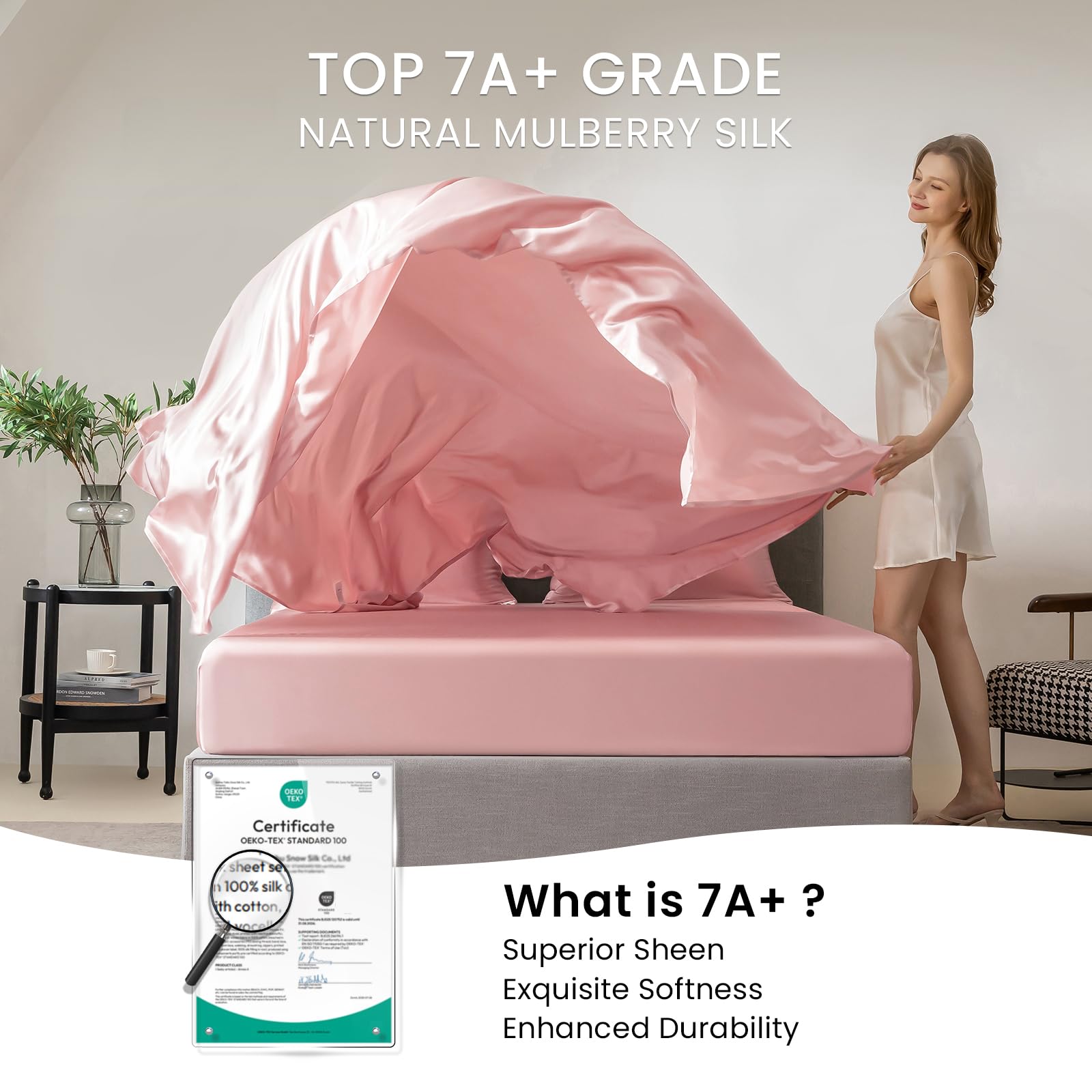Amazon.com: THXSILK 100% Mulberry Silk Sheet Set, 7A+ Silk Sheet