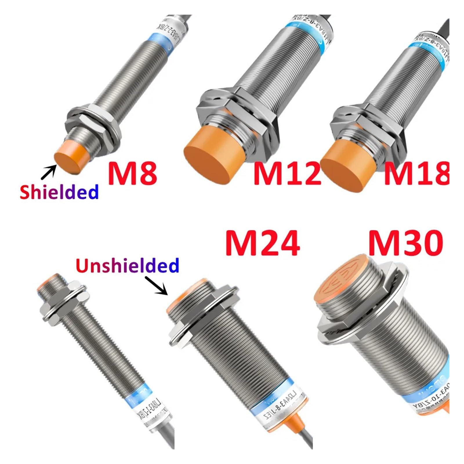 Czujnik zbliżeniowy Indukcyjny czujnik zbliżeniowy Przełącznik M8 M12 M18 30 4 mm DC 12V AC 110V NO NC NPN PNP Wykrywanie DC Typ PNP NO(M30 (osłona), DC PNP NO i NC)