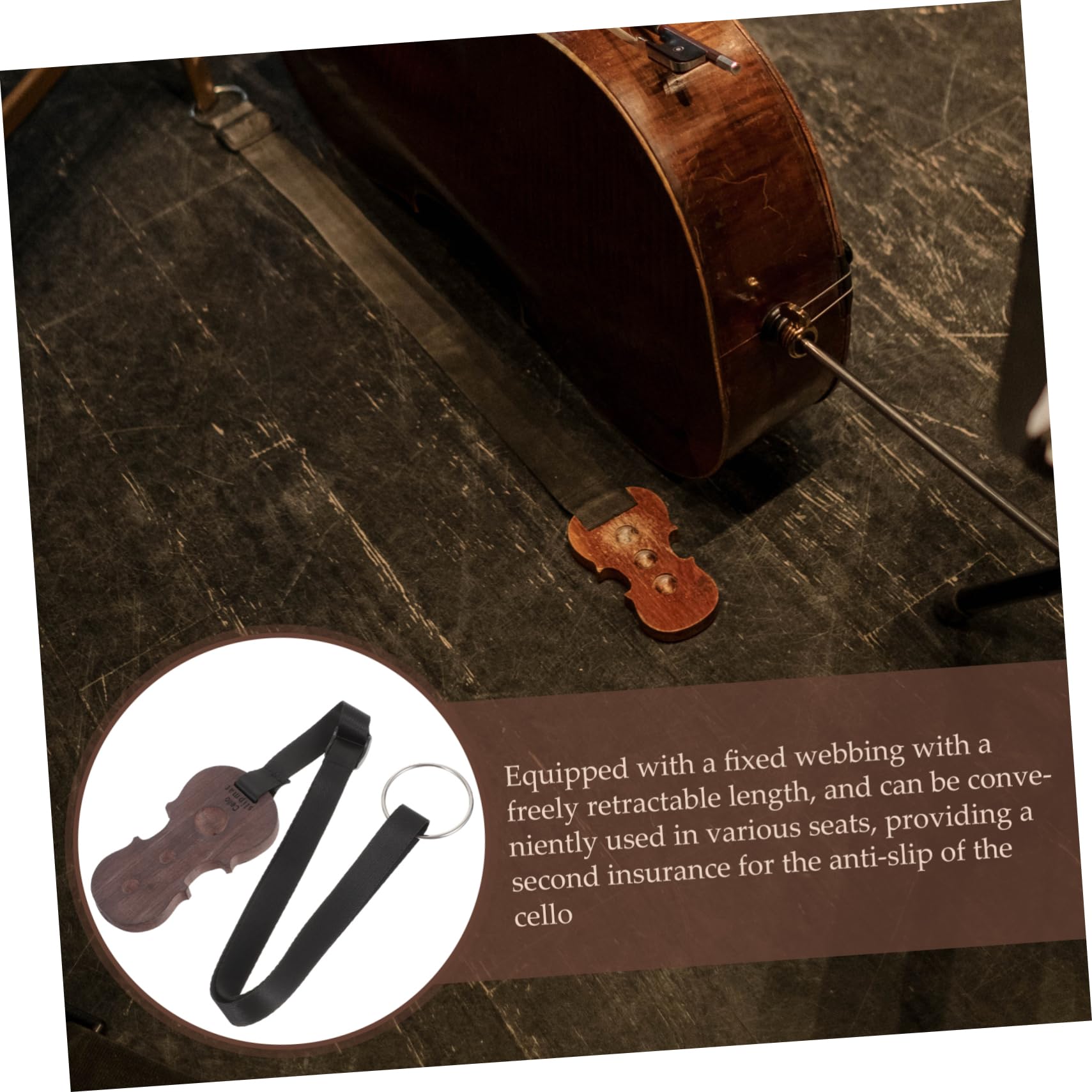 Yardwe Wooden Cello Endpin Rest Non Slip Stopper with Pad Durable Musical Instrument Accessory for Enhanced Stability Slippery Surfaces