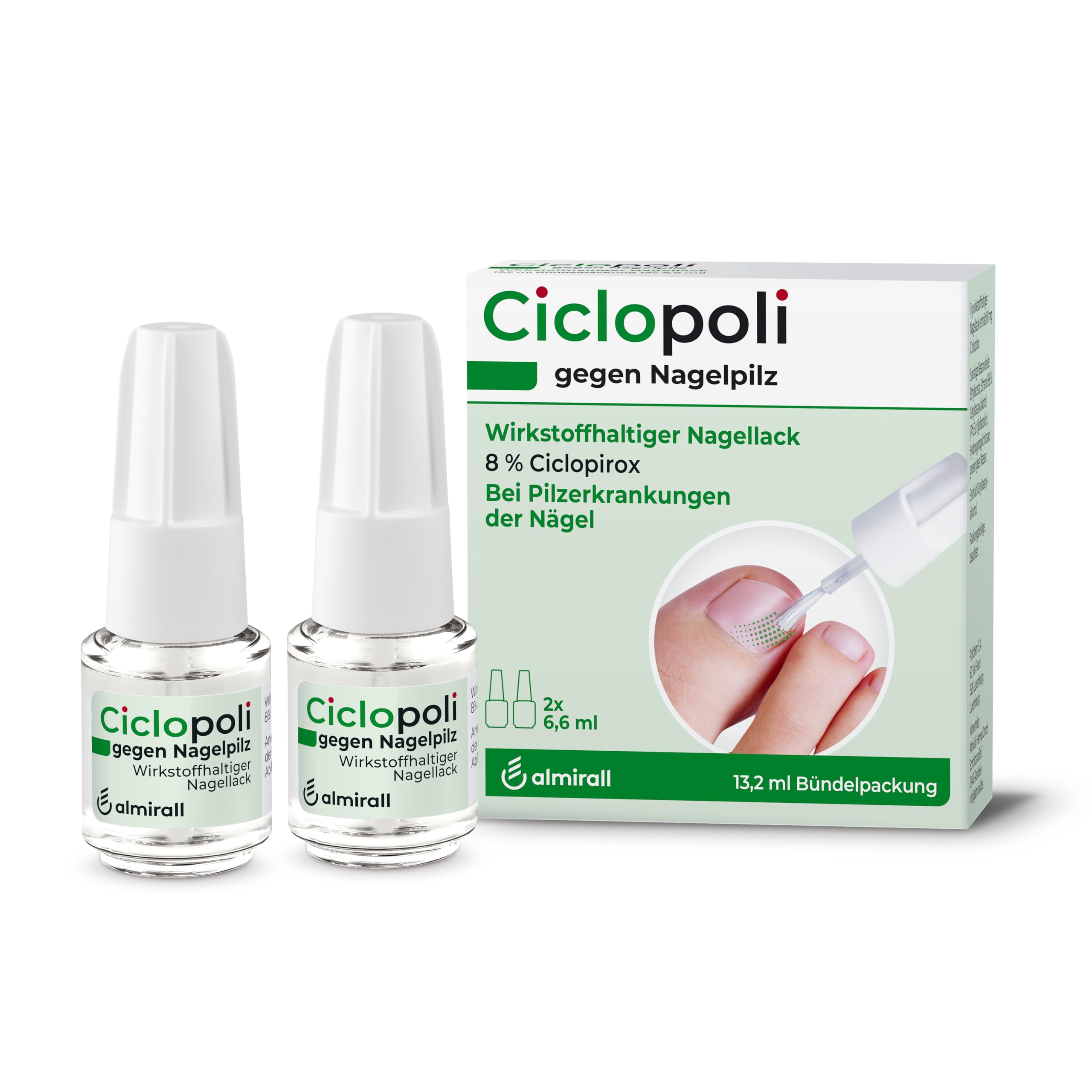 Ciclopoli Nagellack Anti-Pilz-Doppelpack mit Tiefwirk-Effekt, 2 x 6,6 ml