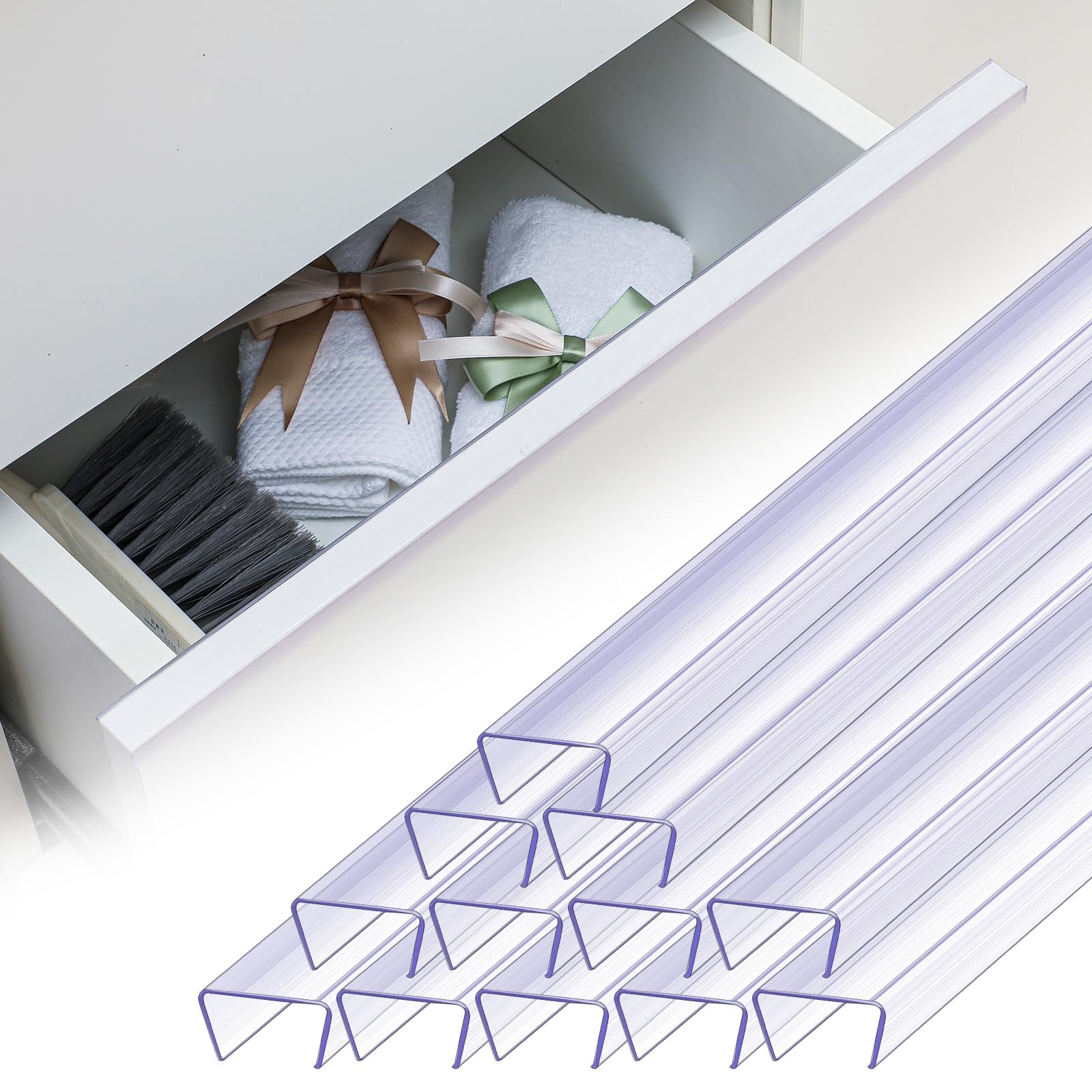 Pangda 12 Pcs Cabinet Protectors for Kitchen Cabinets Vinyl Plastic Slip on Cabinet Door Protector Edge Protector for Prevent Wear, Chipping, Discoloration, Suit for Thickness Less Than 3/4” (Clear)