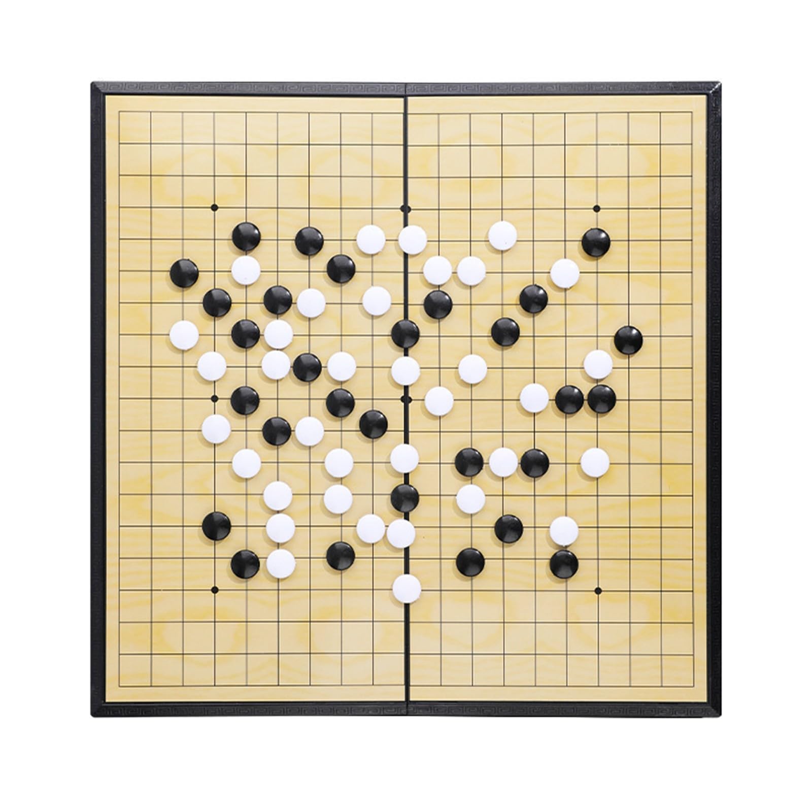 Set di gioco magnetico Go, set da gioco Go con due scatole di conservazione, pieghevole, in plastica convessa singola, per intrattenimento e tempo libero (Giallo+Nero,C)