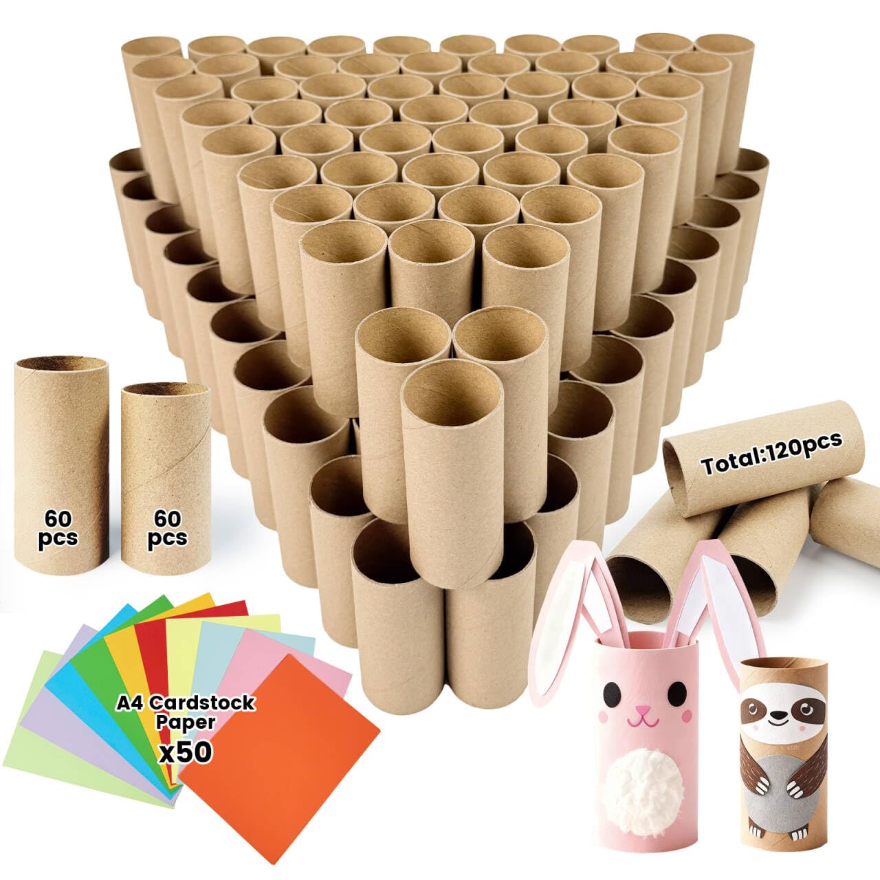 Tubes en carton kraft pour travaux manuels et projets de bricolage enfant