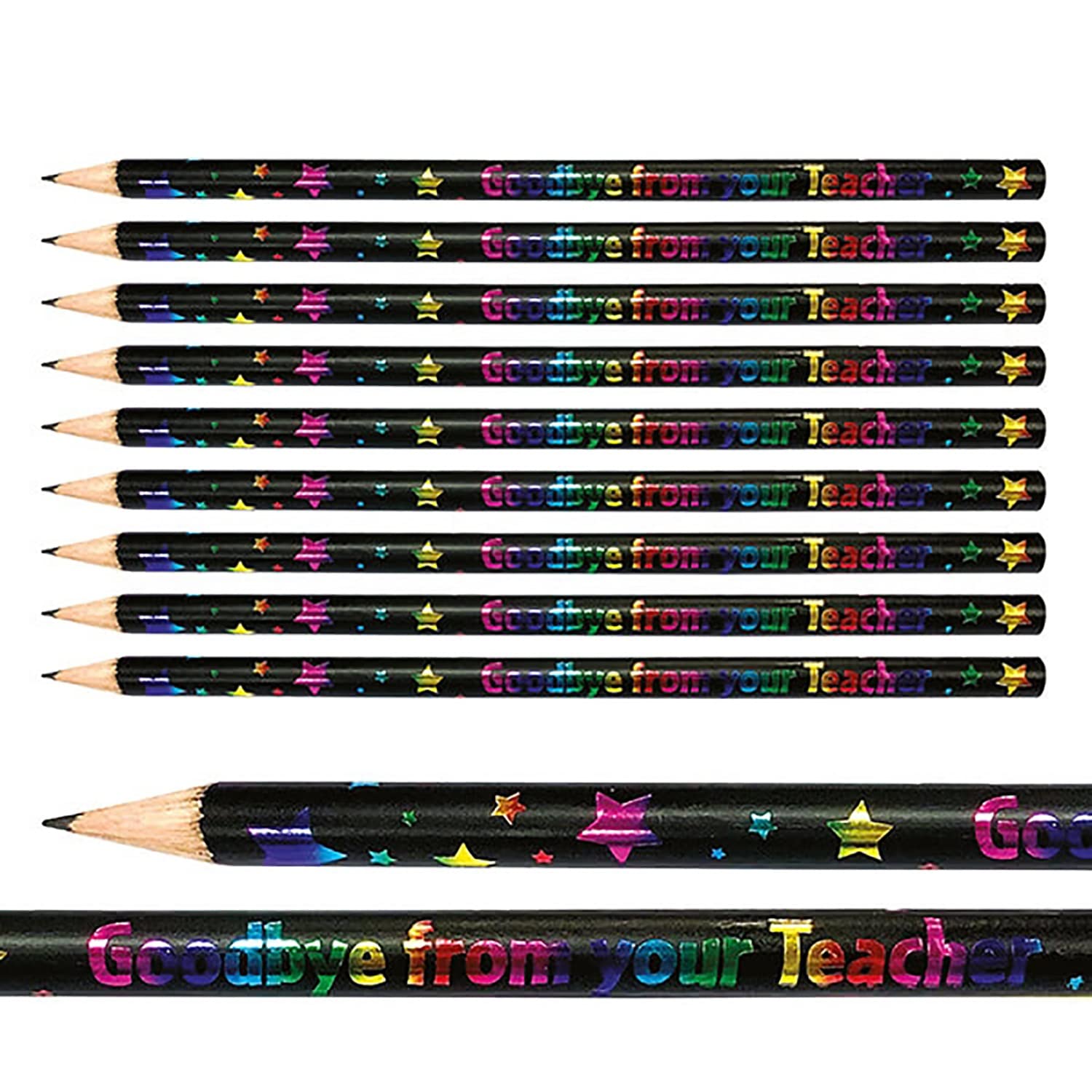 12 Metallic Shiny Goodbye From Your Teacher Gift Childrens Pupils School Teachers Reward Pencils Primary Teaching Services