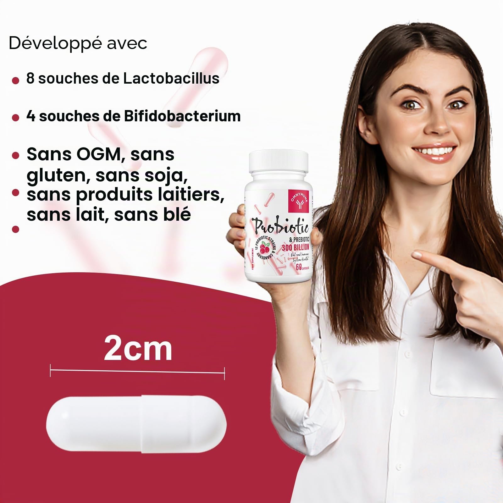 Probiotiques pour Femmes – Flore Intime & Microbiote, Canneberge, 12 Souches, 120 Gélules