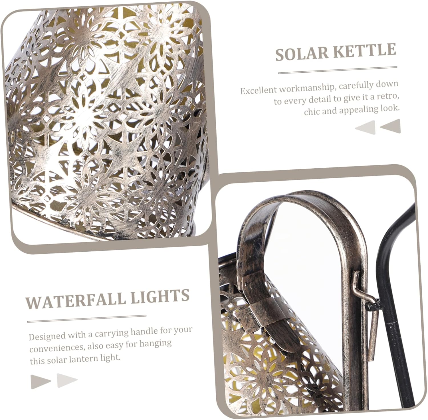 Outdoor Solar Watering Creative Iron Art Design for Garden Decor Removable Lantern for Lawn Patio and Backyard Illumination